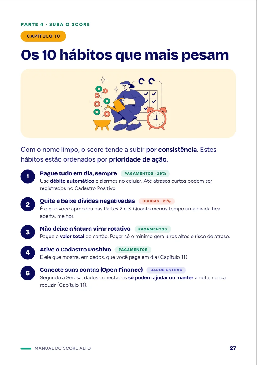 Página 27 do manual: os 10 hábitos que mais pesam